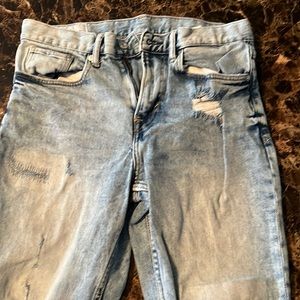 H&M Distressed Slim Straight Jeans - Stone Wash